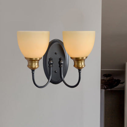 Vivolux | Frosted Glass Zwarte Wandlamp Bud 1/2-Kop Platteland Wandlicht met Metalen Zwanenhalsarm