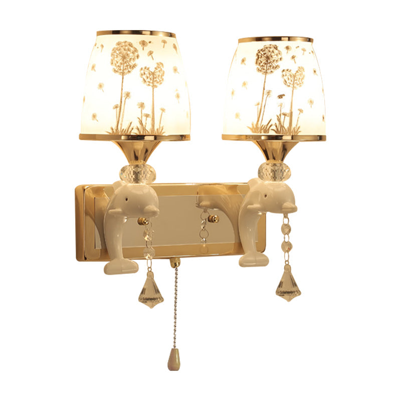 Vivolux | Dolphin Basis Bed Wandlamp Metaal 1/2 Lichten Kinder Wandlamp Lichtarmatuur in Wit met Trekkoord