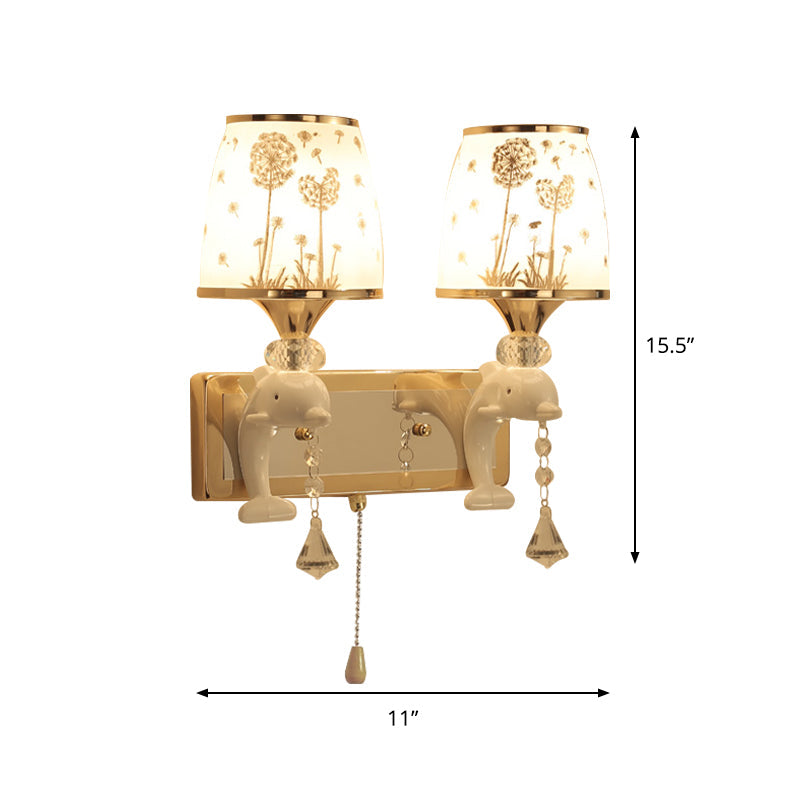 Vivolux | Dolphin Basis Bed Wandlamp Metaal 1/2 Lichten Kinder Wandlamp Lichtarmatuur in Wit met Trekkoord