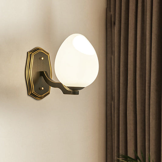 Vivolux | Traditionalist Ei-achtige Wandlamp Verlichting 1 Licht Witte Gezuurde Glazen Wandlamp in Zwart