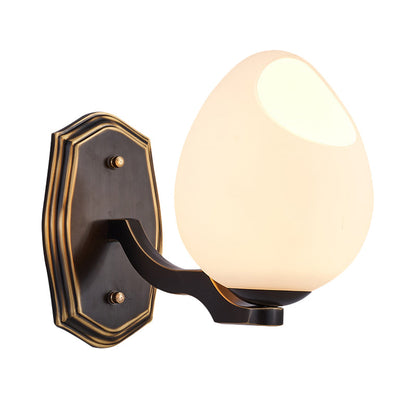 Vivolux | Traditionalist Ei-achtige Wandlamp Verlichting 1 Licht Witte Gezuurde Glazen Wandlamp in Zwart