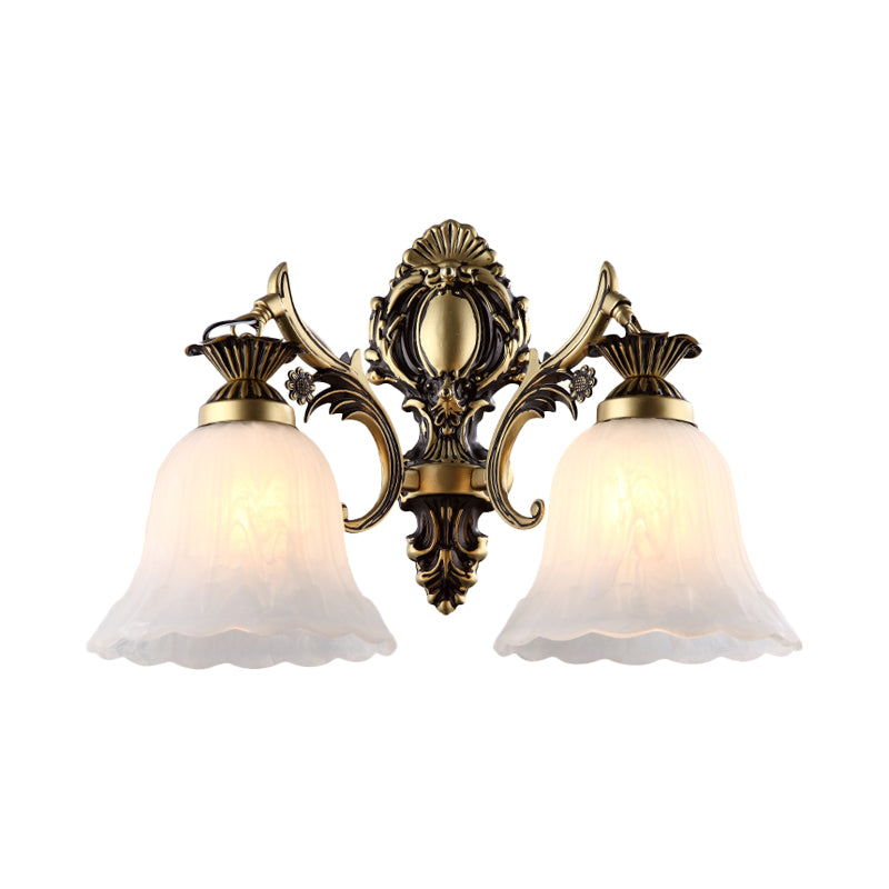 Vivolux | Crème Glazen Bloemvormige Wandlamp Vintage 1/2 Koppen Binnen Wandverlichting in Brons