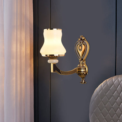 Vivolux | Frosted Glass Urne-förmige Wandlampe Vintage-Stil 1/2-Birne Wohnzimmer Wandmontage Beleuchtung in Messing