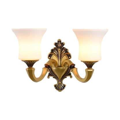 Vivolux | Bell Schlafzimmer Oben Wandmontierte Lampe Antik Froste Glas 1/2-Licht Messing Wandlampe Zubehör