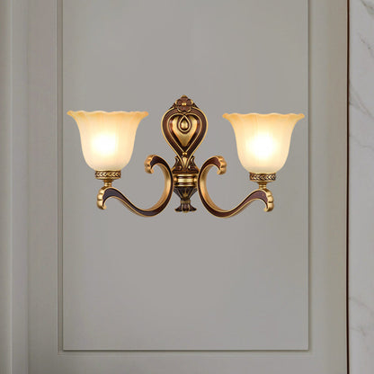 Vivolux | Bell Schlafzimmer Oben Wandmontierte Lampe Antik Froste Glas 1/2-Licht Messing Wandlampe Zubehör