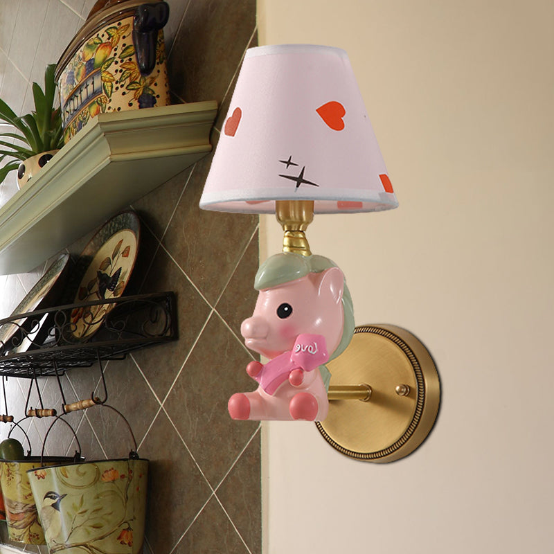 Vivolux | Barrel Metalen Wandlamp Kinderen Enkele Licht Roze/Blauw Muur Bevestigde Verlichting met Cartoon Pony Basis