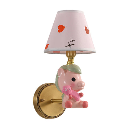 Vivolux | Barrel Metalen Wandlamp Kinderen Enkele Licht Roze/Blauw Muur Bevestigde Verlichting met Cartoon Pony Basis