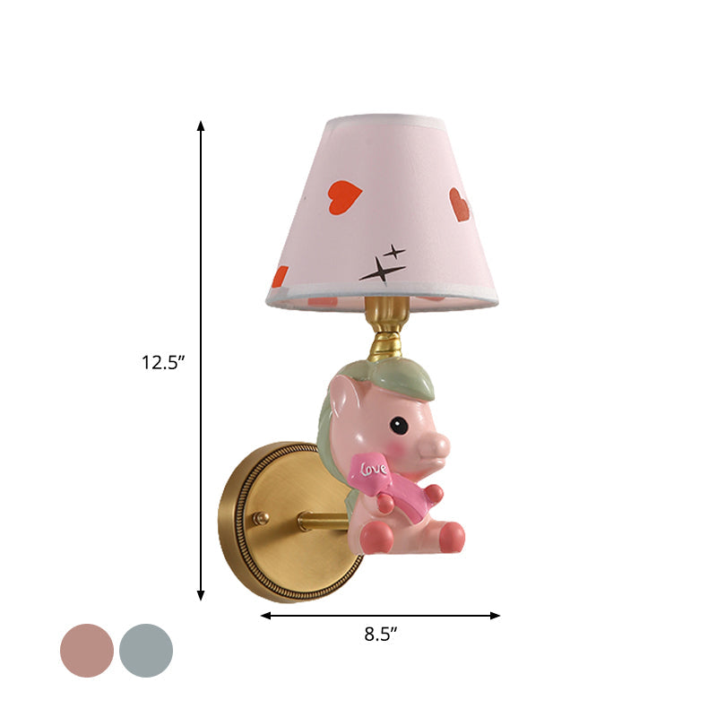 Vivolux | Barrel Metalen Wandlamp Kinderen Enkele Licht Roze/Blauw Muur Bevestigde Verlichting met Cartoon Pony Basis