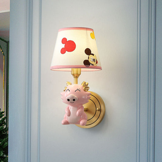 Vivolux | Kinder Cartoon Drachen Wandlampe Metall Einzelne Glühlampe Nachttisch Wandlampe Lichtarmatur in Pink