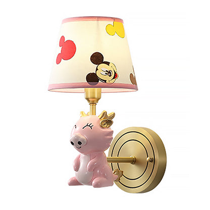 Vivolux | Kinder Cartoon Drachen Wandlampe Metall Einzelne Glühlampe Nachttisch Wandlampe Lichtarmatur in Pink
