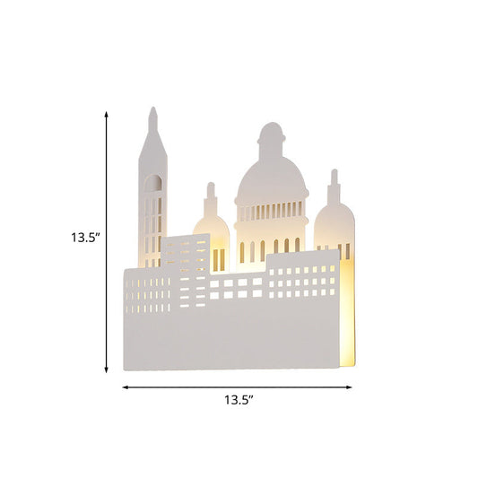 Vivolux | Kids 1 Head Wandlamp met Metalen Kap Witte Kasteel Wandlicht in Warm/Wit Licht