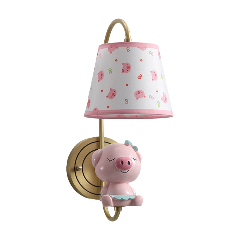 Vivolux | Barrel Wandlamp Fixture Kinderen Stoffen Enkele Kop Gouden Wandverlichting met Cartoon Varken/Muis/Draak Decoratie