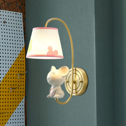 Vivolux | Barrel Wandlamp Fixture Kinderen Stoffen Enkele Kop Gouden Wandverlichting met Cartoon Varken/Muis/Draak Decoratie