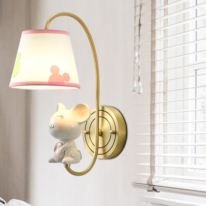 Vivolux | Barrel Wandlamp Fixture Kinderen Stoffen Enkele Kop Gouden Wandverlichting met Cartoon Varken/Muis/Draak Decoratie