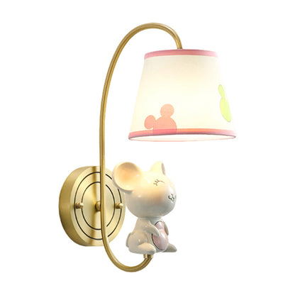 Vivolux | Barrel Wandlamp Fixture Kinderen Stoffen Enkele Kop Gouden Wandverlichting met Cartoon Varken/Muis/Draak Decoratie
