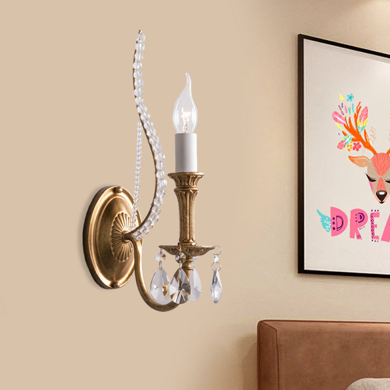 Vivolux | Kristallstrang Kerzenhalter Wandbeleuchtung Country 1/2-Kopf Schlafzimmer Wandmontage Lichtarmatur in Gold