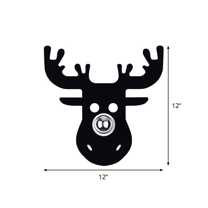 Vivolux | Einzelkopf Schlafzimmer Wandleuchte Moderne Schwarze Wandlampe mit Hirsch Metallschirm