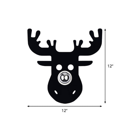 Vivolux | Einzelkopf Schlafzimmer Wandleuchte Moderne Schwarze Wandlampe mit Hirsch Metallschirm