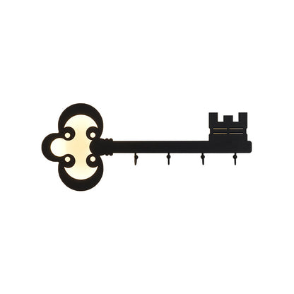 Vivolux | Schlüssel Schlafzimmer Wandleuchte Lampe Metall Led Cartoon Wandmontierte Beleuchtung in Schwarz/Weiß/Rosa mit Haken