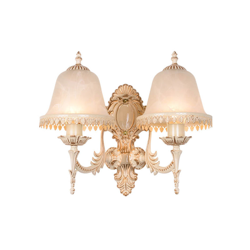 Vivolux | 1/2 Lichten Bell Wandlamp Klassiek Beige Frosted Glas Wandgemonteerde Verlichtingsarmatuur voor Woonkamer