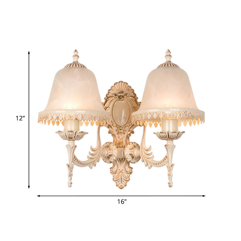 Vivolux | 1/2 Lichten Bell Wandlamp Klassiek Beige Frosted Glas Wandgemonteerde Verlichtingsarmatuur voor Woonkamer