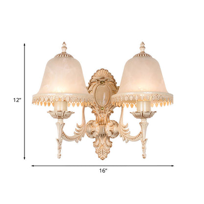 Vivolux | 1/2 Lichten Bell Wandlamp Klassiek Beige Frosted Glas Wandgemonteerde Verlichtingsarmatuur voor Woonkamer