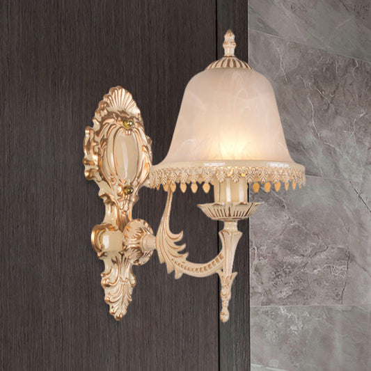 Vivolux | 1/2 Lichten Bell Wandlamp Klassiek Beige Frosted Glas Wandgemonteerde Verlichtingsarmatuur voor Woonkamer
