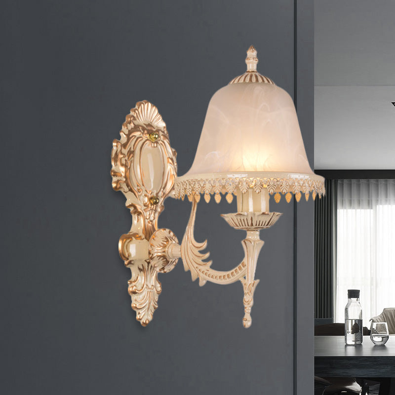 Vivolux | 1/2 Lichten Bell Wandlamp Klassiek Beige Frosted Glas Wandgemonteerde Verlichtingsarmatuur voor Woonkamer