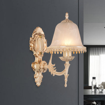Vivolux | 1/2 Lichten Bell Wandlamp Klassiek Beige Frosted Glas Wandgemonteerde Verlichtingsarmatuur voor Woonkamer