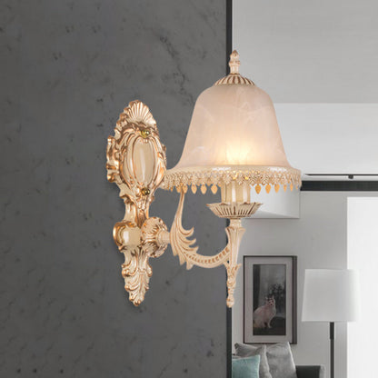 Vivolux | 1/2 Lichten Bell Wandlamp Klassiek Beige Frosted Glas Wandgemonteerde Verlichtingsarmatuur voor Woonkamer