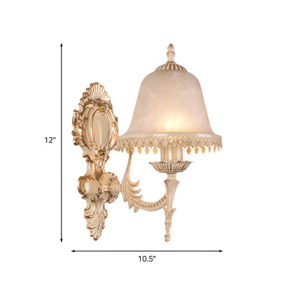 Vivolux | 1/2 Lichten Bell Wandlamp Klassiek Beige Frosted Glas Wandgemonteerde Verlichtingsarmatuur voor Woonkamer