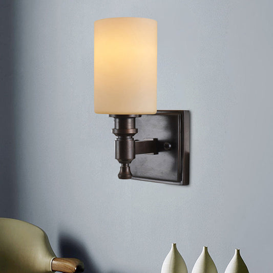 Vivolux | Schwarze Säulenwandlampenleuchte traditionelle matierte Glas Einzelleuchte Wohnzimmer Wandleuchte