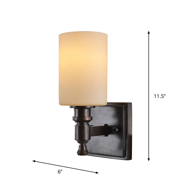Vivolux | Schwarze Säulenwandlampenleuchte traditionelle matierte Glas Einzelleuchte Wohnzimmer Wandleuchte