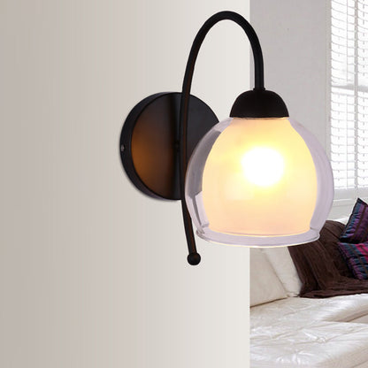 Vivolux | Klares und Frosted Glas Schwarze Wandleuchte Global Einzellicht Traditionelle Wandleuchte mit Gänsehalsarm