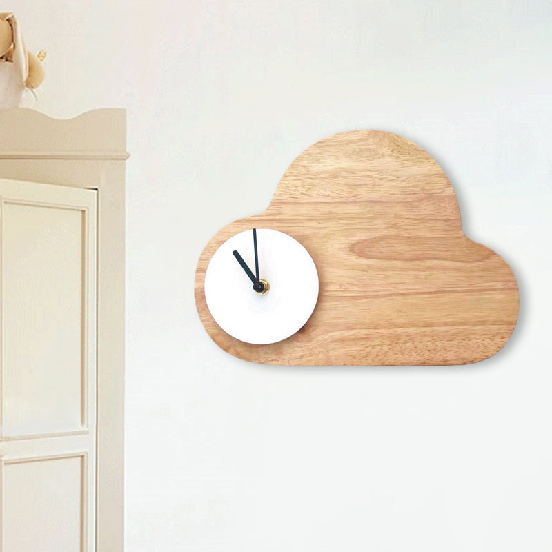 Vivolux | Cartoon Cloud Wood Flush Mount LED Wandlamp met Zwart/Wit Klok voor Kinderbed, Warm/Wit Licht
