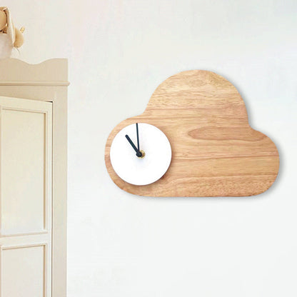 Vivolux | Cartoon Cloud Wood Flush Mount LED Wandlamp met Zwart/Wit Klok voor Kinderbed, Warm/Wit Licht