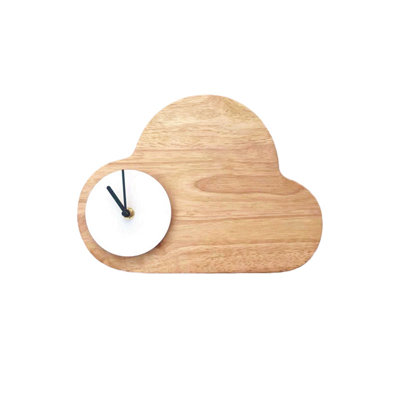 Vivolux | Cartoon Cloud Wood Flush Mount LED Wandlamp met Zwart/Wit Klok voor Kinderbed, Warm/Wit Licht