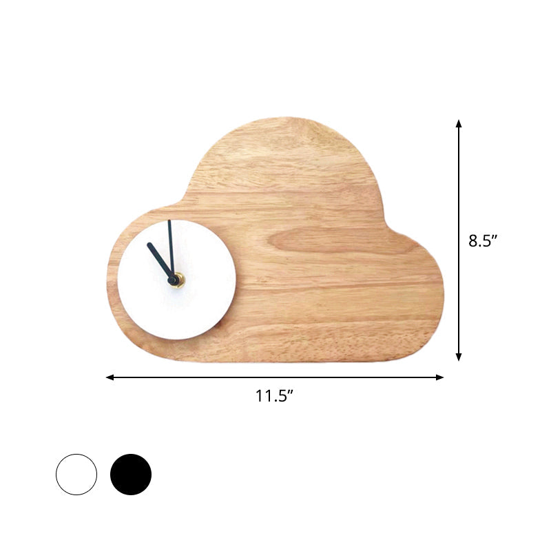 Vivolux | Cartoon Cloud Wood Flush Mount LED Wandlamp met Zwart/Wit Klok voor Kinderbed, Warm/Wit Licht