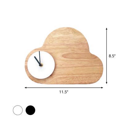 Vivolux | Cartoon Cloud Wood Flush Mount LED Wandlamp met Zwart/Wit Klok voor Kinderbed, Warm/Wit Licht