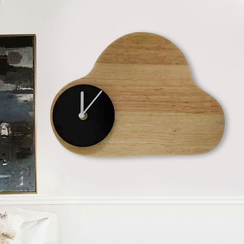 Vivolux | Cartoon Cloud Wood Flush Mount LED Wandlamp met Zwart/Wit Klok voor Kinderbed, Warm/Wit Licht