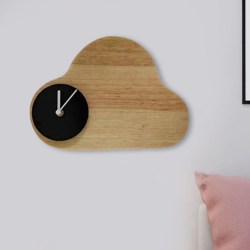 Vivolux | Cartoon Cloud Wood Flush Mount LED Wandlamp met Zwart/Wit Klok voor Kinderbed, Warm/Wit Licht