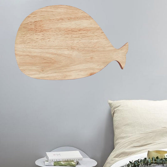 Vivolux | Schwarz/Weiß/Beige Wal Wandbeleuchtung Cartoon Holz LED Wandlampe mit/ohne Uhr in Warm/Weiß Licht
