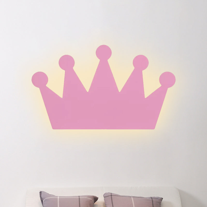 Vivolux | Crown Kids Schlafzimmer Wandlicht Aus Holz Cartoon LED Oberflächen Wand Leuchte in Gelb/Rosa