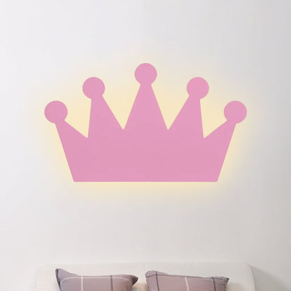 Vivolux | Crown Kids Schlafzimmer Wandlicht Aus Holz Cartoon LED Oberflächen Wand Leuchte in Gelb/Rosa