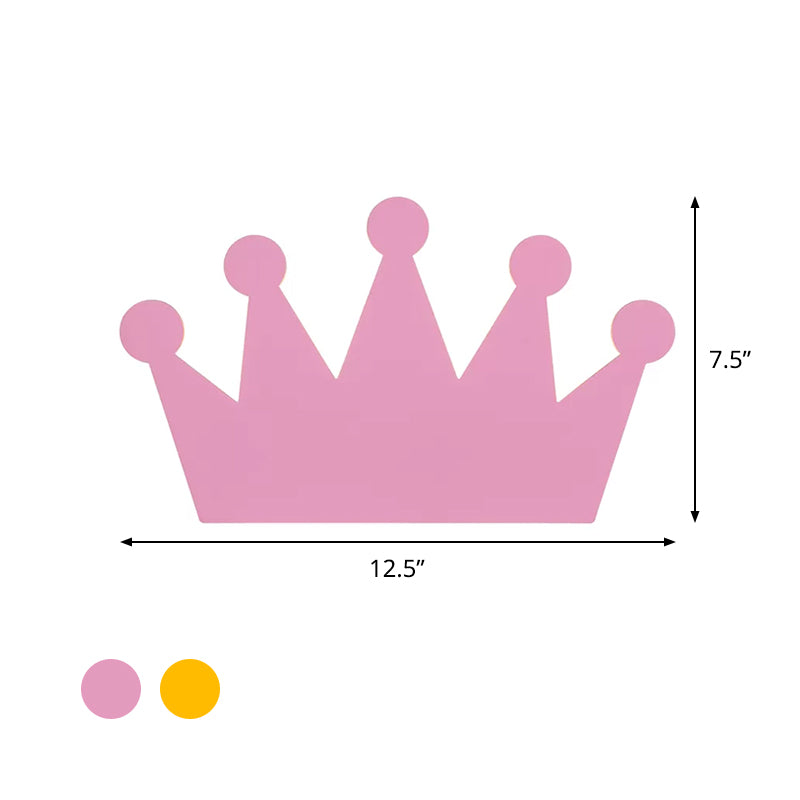 Vivolux | Crown Kids Schlafzimmer Wandlicht Aus Holz Cartoon LED Oberflächen Wand Leuchte in Gelb/Rosa