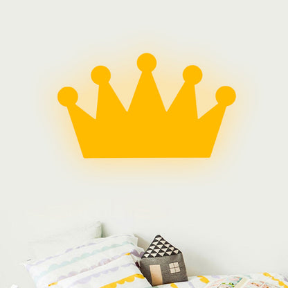 Vivolux | Crown Kids Schlafzimmer Wandlicht Aus Holz Cartoon LED Oberflächen Wand Leuchte in Gelb/Rosa