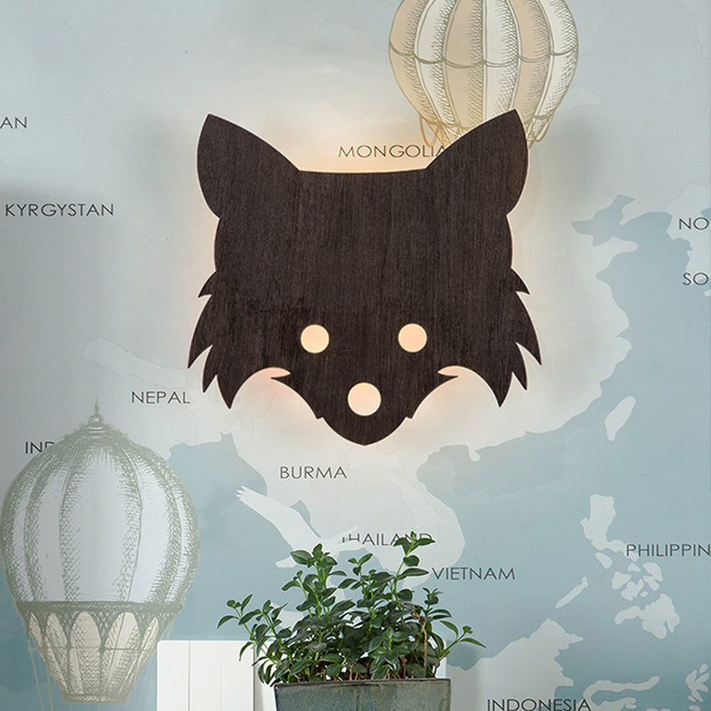 Vivolux | Wood Fox Wandlamp Kids Zwart LED Ingebouwde Wandlamp in Warm/Wit Licht voor Slaapkamer