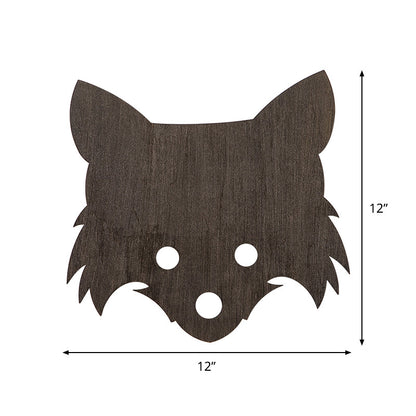 Vivolux | Wood Fox Wandlamp Kids Zwart LED Ingebouwde Wandlamp in Warm/Wit Licht voor Slaapkamer