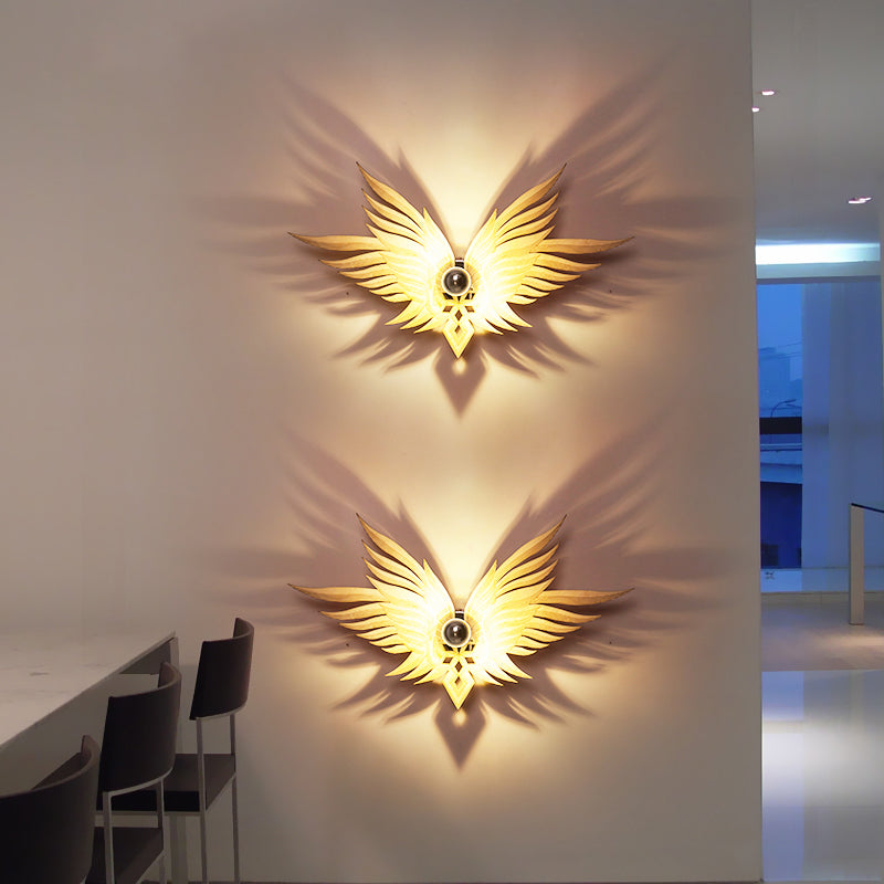 Vivolux | Houten Gegraveerde Adelaars Wandlamp Nordic Enkel Beige/Goud/Koffie Wandlamp Verlichting voor Zitkamer