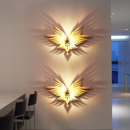 Vivolux | Houten Gegraveerde Adelaars Wandlamp Nordic Enkel Beige/Goud/Koffie Wandlamp Verlichting voor Zitkamer